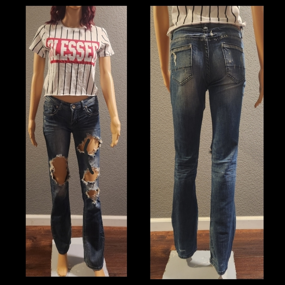Machine Distressed Jeans